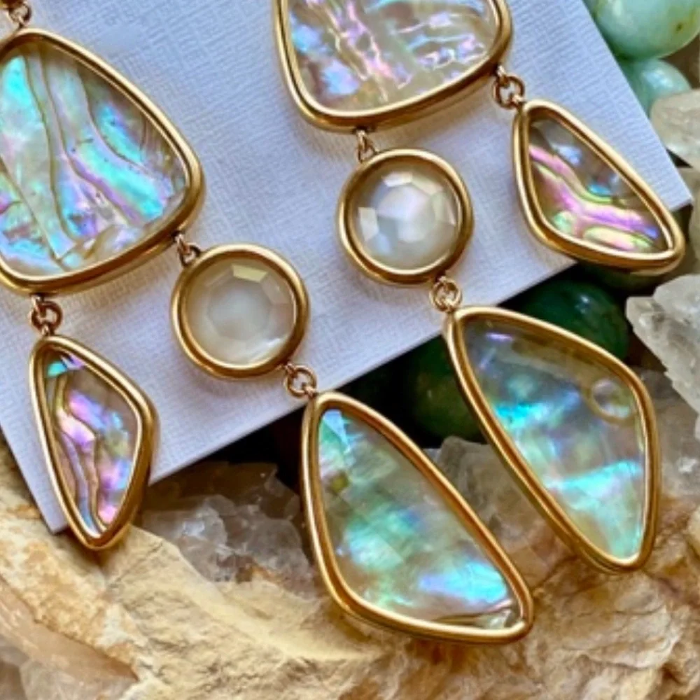 🌺🎉HP🎉🌺 NWT Kendra Scott Margot Gold Abalone Statement Earrings - Picture 6 of 14